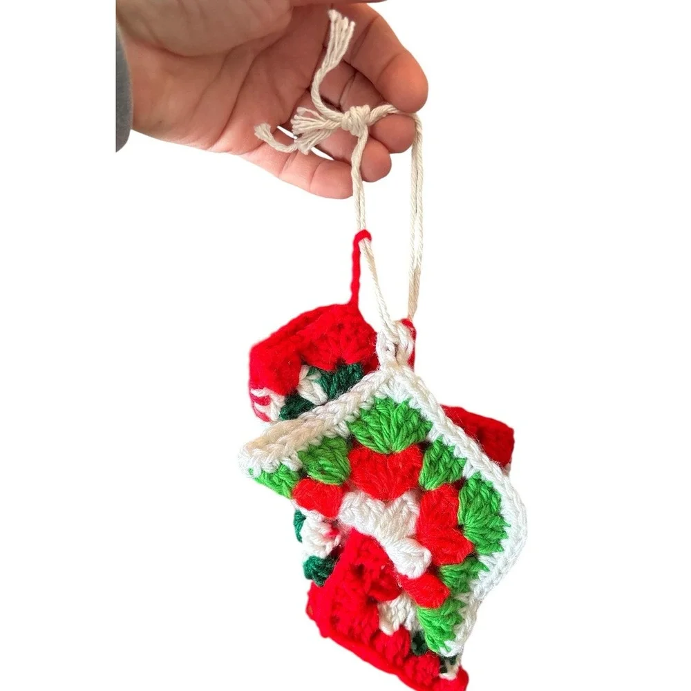 Vintage Quilted Christmas Stockings Set of 3 Faux Fur Trim Crochet Minis Holiday